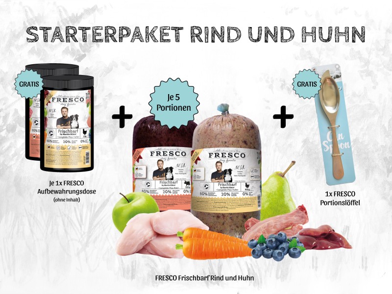 FRESCO Frischbarf Starterpaket Mix Complete Plus Rind und Huhn 