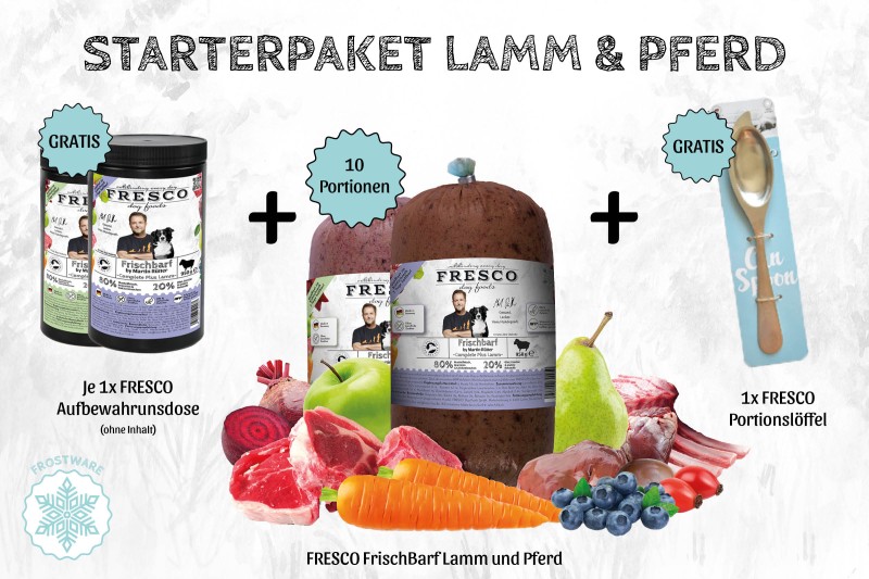 Starterpaket Mix: FrischBarf Complete Plus Lamm & Pferd